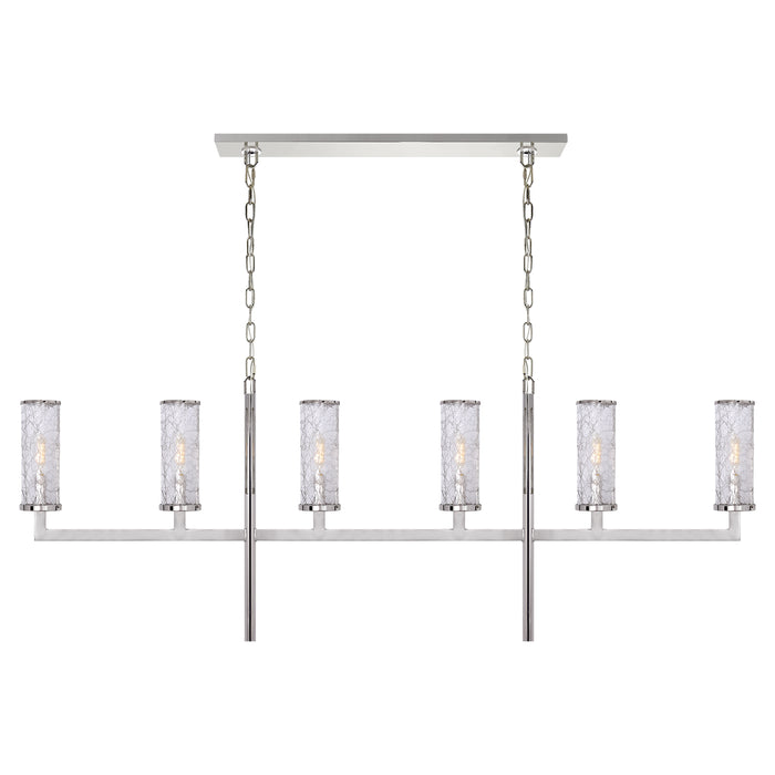 Visual Comfort Signature KW 5203PN-CRG Six Light Linear Chandelier, Polished Nickel