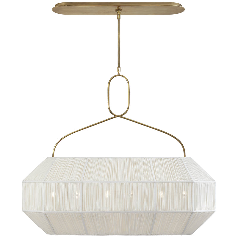 Visual Comfort Signature KW 5317AB-L Six Light Linear Chandelier, Antique-Burnished Brass