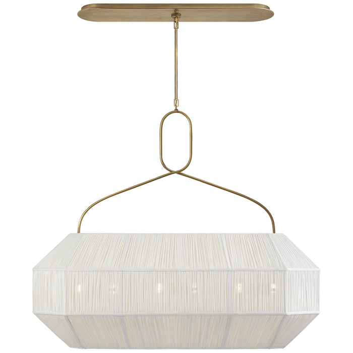 Visual Comfort Signature KW 5317AB-L Six Light Linear Chandelier, Antique-Burnished Brass