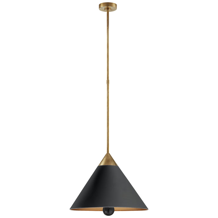 Visual Comfort Signature KW 5509AB/BLK-FA LED Pendant, Antique-Burnished Brass