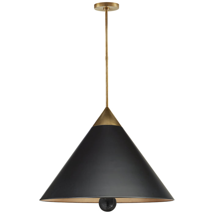 Visual Comfort Signature KW 5515AB/BM-BLK Three Light Pendant, Antique-Burnished Brass