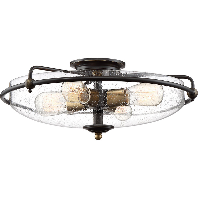 Quoizel GFC1621PN Four Light Flush Mount, Palladian Bronze