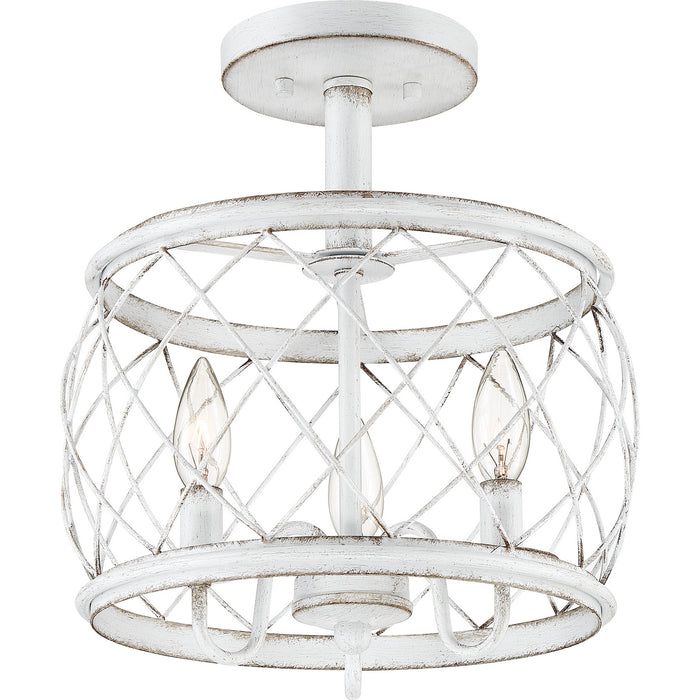 Quoizel RDY1712AWH Three Light Semi-Flush Mount, Antique White