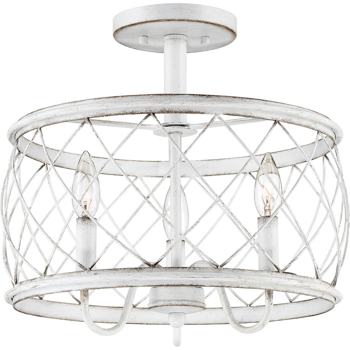 Quoizel RDY1714AWH Three Light Semi-Flush Mount, Antique White