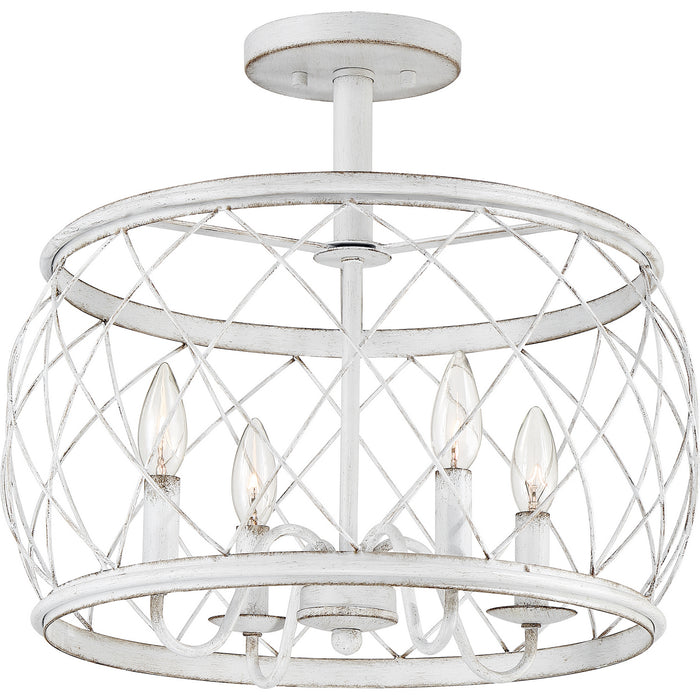 Quoizel RDY1717AWH Four Light Semi-Flush Mount, Antique White