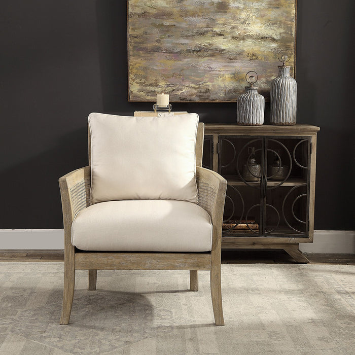 Uttermost 23461 Arm Chair, Sandstone