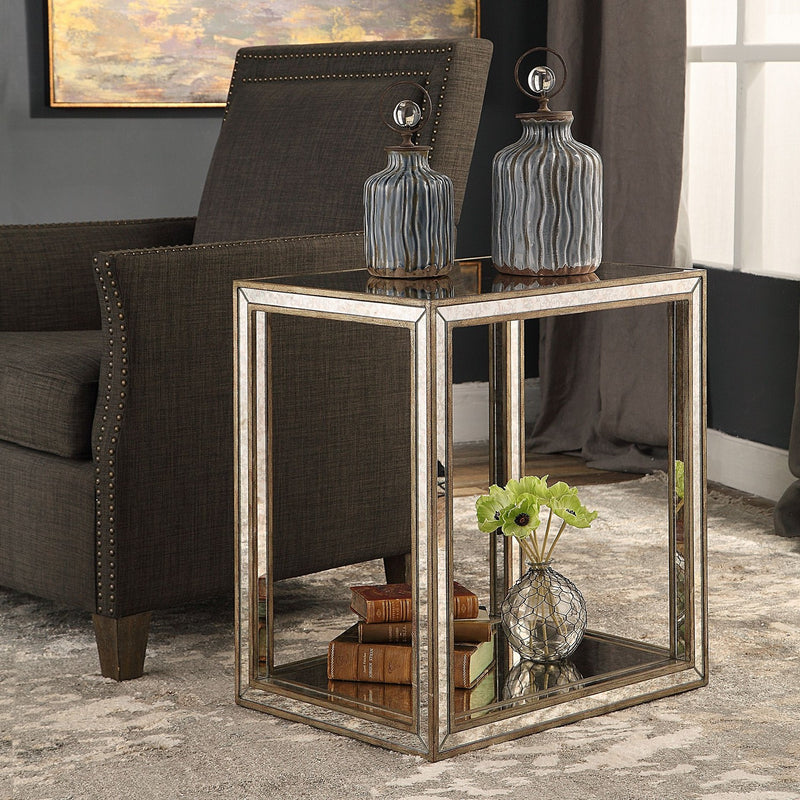 Uttermost 24858 End Table, Burnished Antique Gold