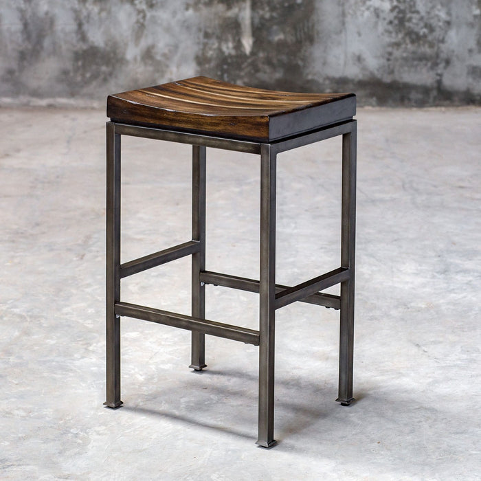 Uttermost 25893 Bar Stool, Brushed Steel