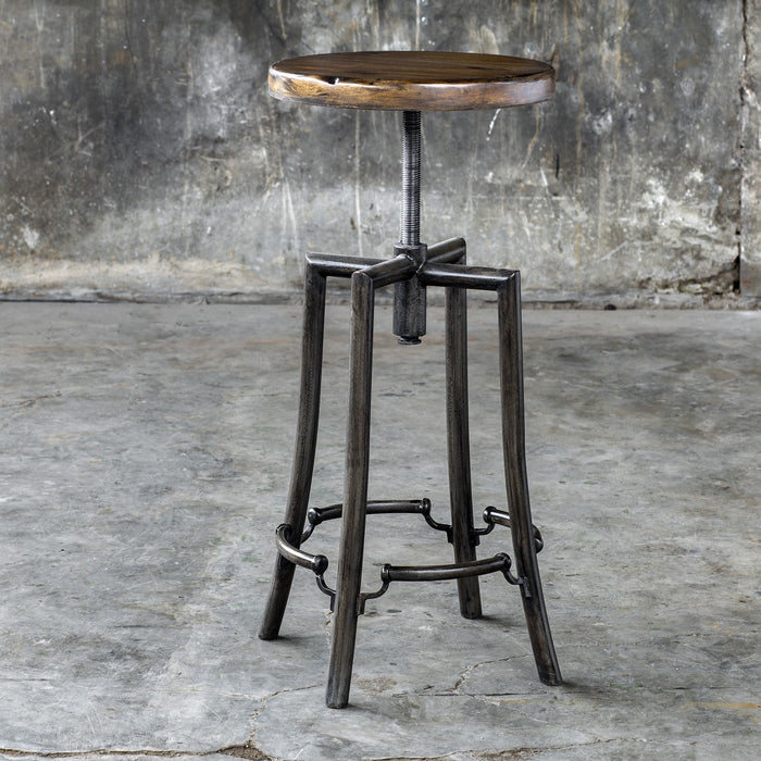 Uttermost 25898 Bar Stool, Burnished Dark Walnut