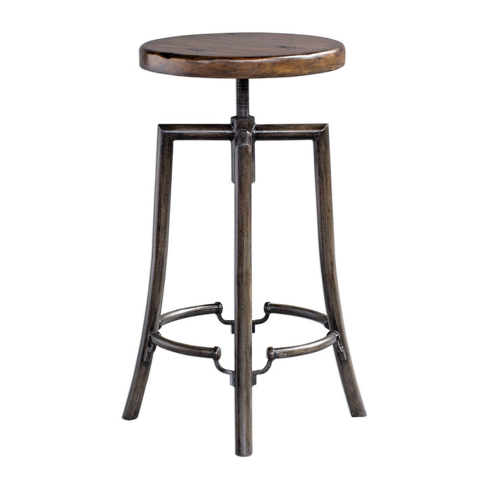 Uttermost 25898 Bar Stool, Burnished Dark Walnut