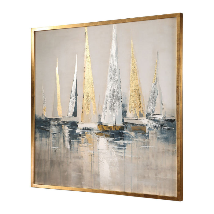 Uttermost 35362 Wall Art, Silver And Gold Metallic Leaf