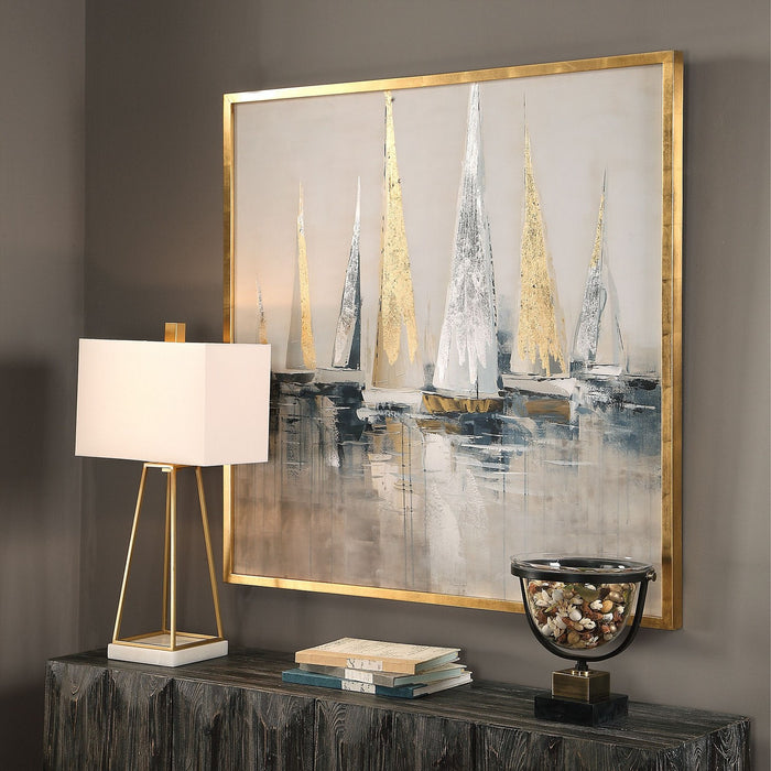Uttermost 35362 Wall Art, Silver And Gold Metallic Leaf