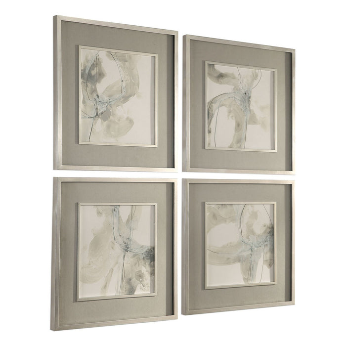Uttermost 41583 Wall Art, S/4, Silver Leaf