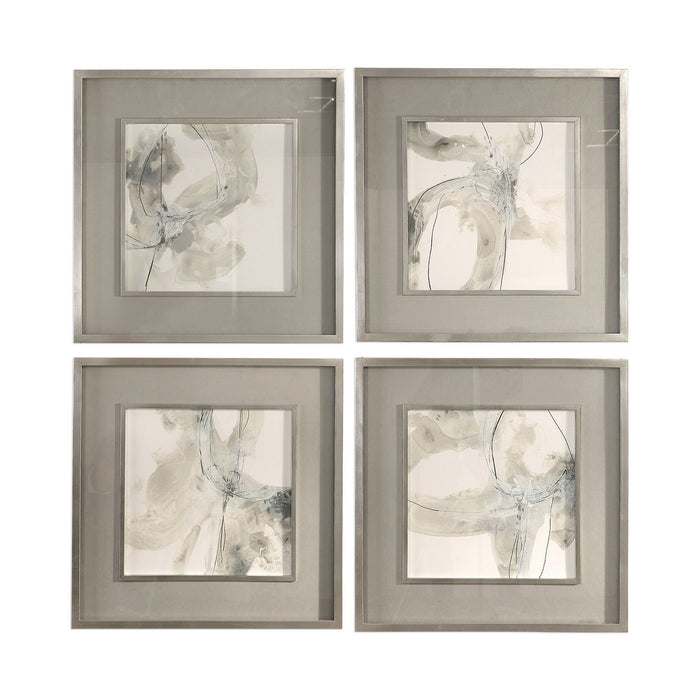 Uttermost 41583 Wall Art, S/4, Silver Leaf