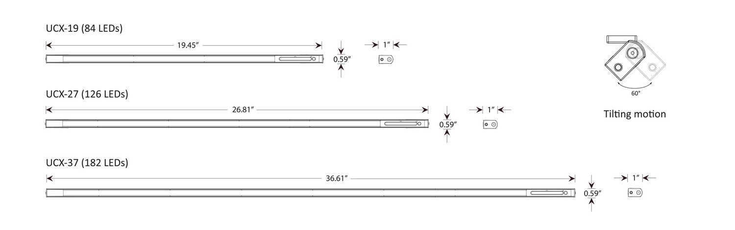 Koncept UCX-37-SIL-1PK LED Undercabinet, Silver