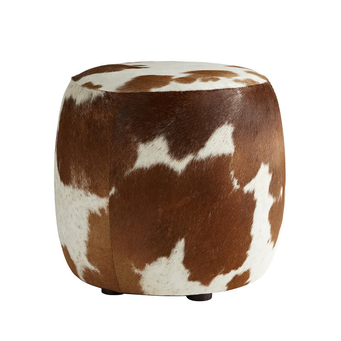 Arteriors 2328 Ottoman, Brown and White Hide