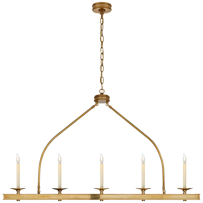 Visual Comfort Signature CHC 1605AB Five Light Linear Pendant, Antique-Burnished Brass