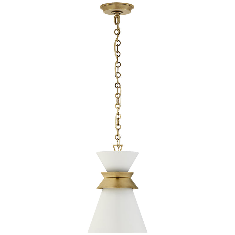 Visual Comfort Signature CHC 5240AB-WHT One Light Pendant, Antique-Burnished Brass