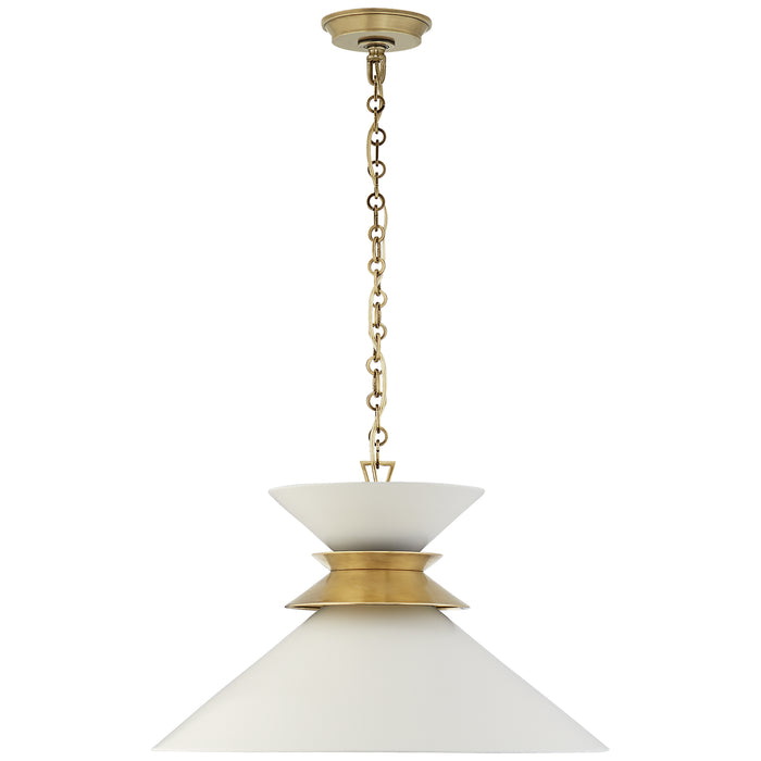 Visual Comfort Signature CHC 5245AB-WHT One Light Pendant, Antique-Burnished Brass