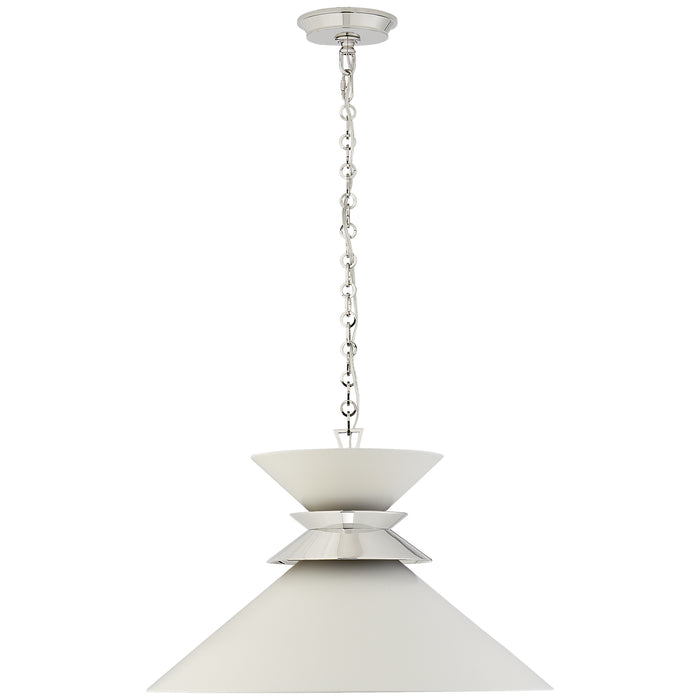 Visual Comfort Signature CHC 5245PN-WHT One Light Pendant, Polished Nickel