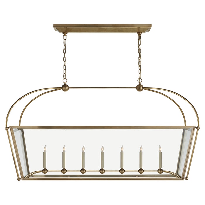 Visual Comfort Signature CHC 5438AB-CG Seven Light Linear Pendant, Antique-Burnished Brass