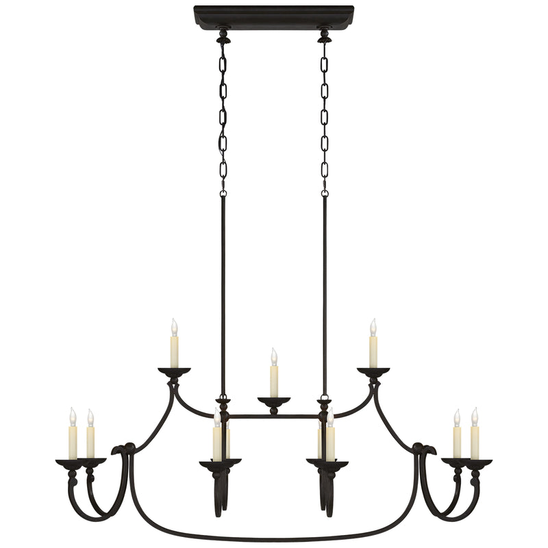 Visual Comfort Signature CHC 5495AI 11 Light Linear Pendant, Aged Iron