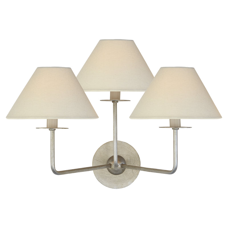 Visual Comfort Signature NW 2070BSL-L Three Light Wall Sconce, Burnished Silver Leaf