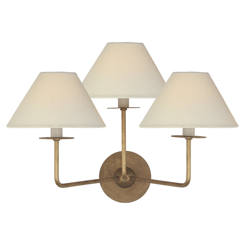 Visual Comfort Signature NW 2070GI-L Three Light Wall Sconce, Gilded Iron