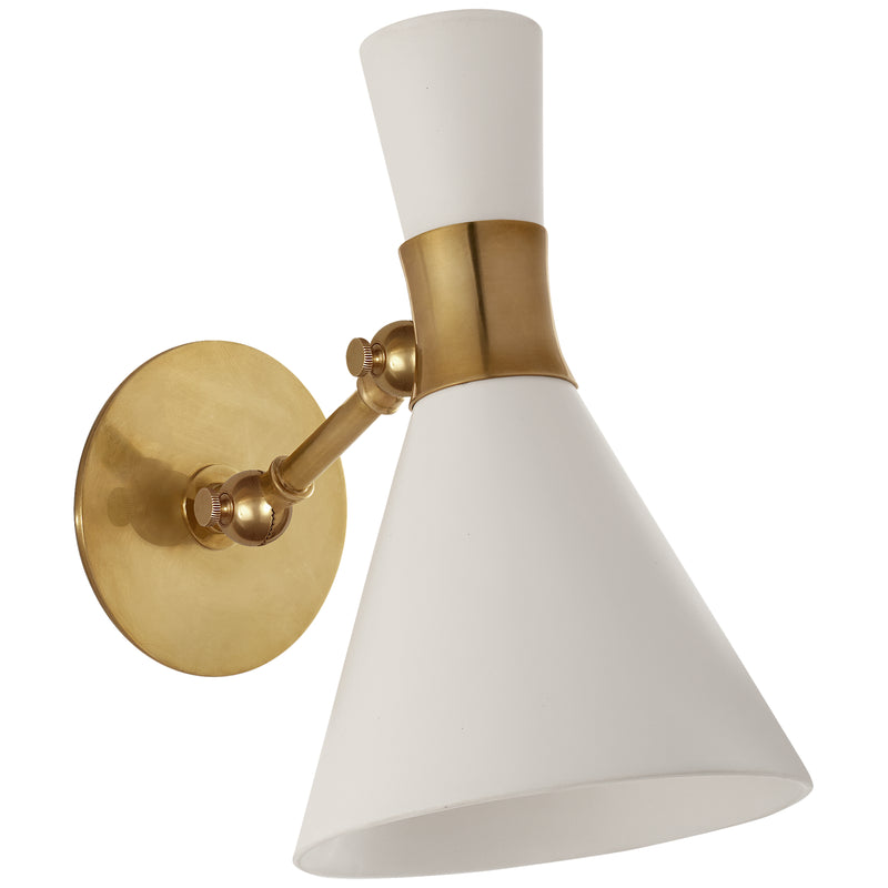 Visual Comfort Signature S 2640HAB-WHT One Light Wall Sconce, Hand-Rubbed Antique Brass