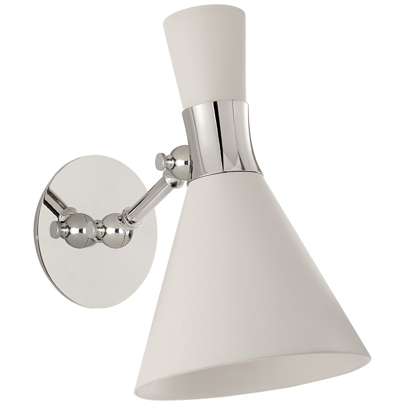 Visual Comfort Signature S 2640PN-WHT One Light Wall Sconce, Polished Nickel
