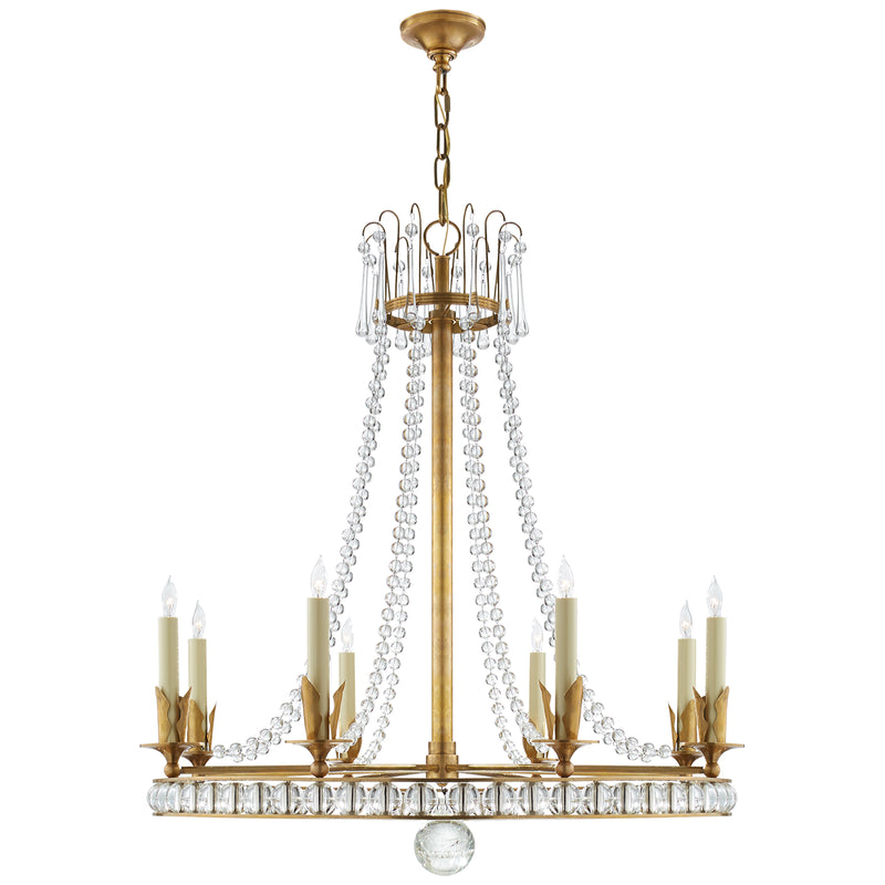 Visual Comfort Signature SN 5108HAB Eight Light Chandelier, Hand-Rubbed Antique Brass