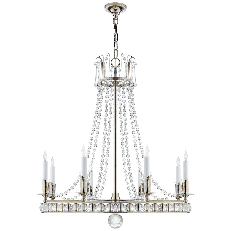 Visual Comfort Signature SN 5108PN Eight Light Chandelier, Polished Nickel