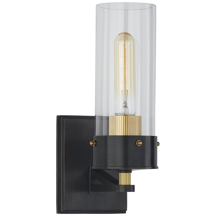 Visual Comfort Signature TOB 2314BZ/HAB-CG One Light Bath Sconce, Bronze and Hand-Rubbed Antique Brass