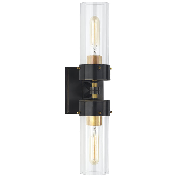 Visual Comfort Signature TOB 2315BZ/HAB-CG Two Light Bath Sconce, Bronze and Hand-Rubbed Antique Brass