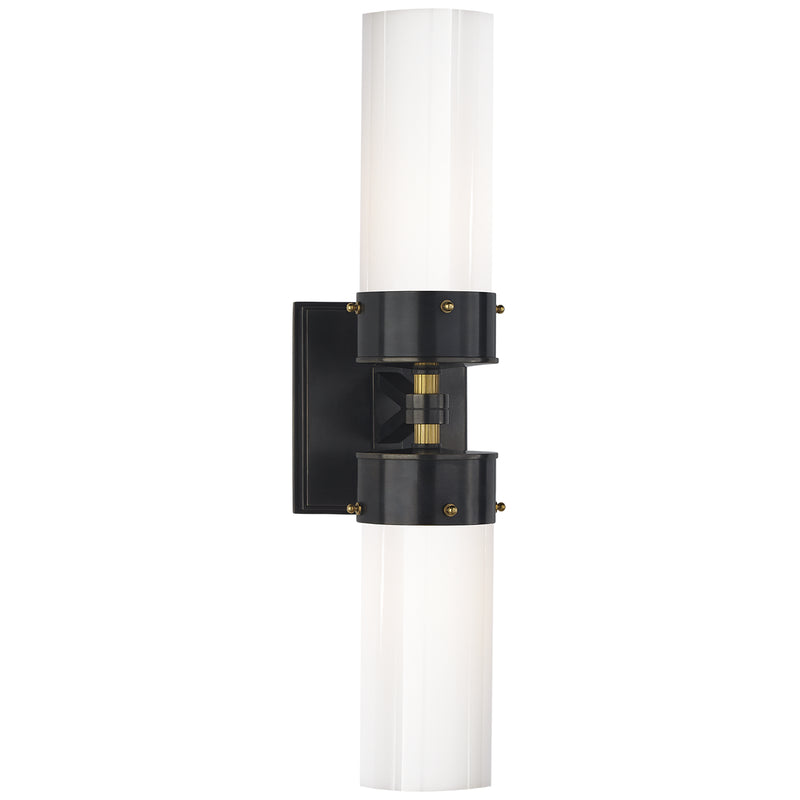 Visual Comfort Signature TOB 2315BZ/HAB-WG Two Light Bath Sconce, Bronze and Hand-Rubbed Antique Brass