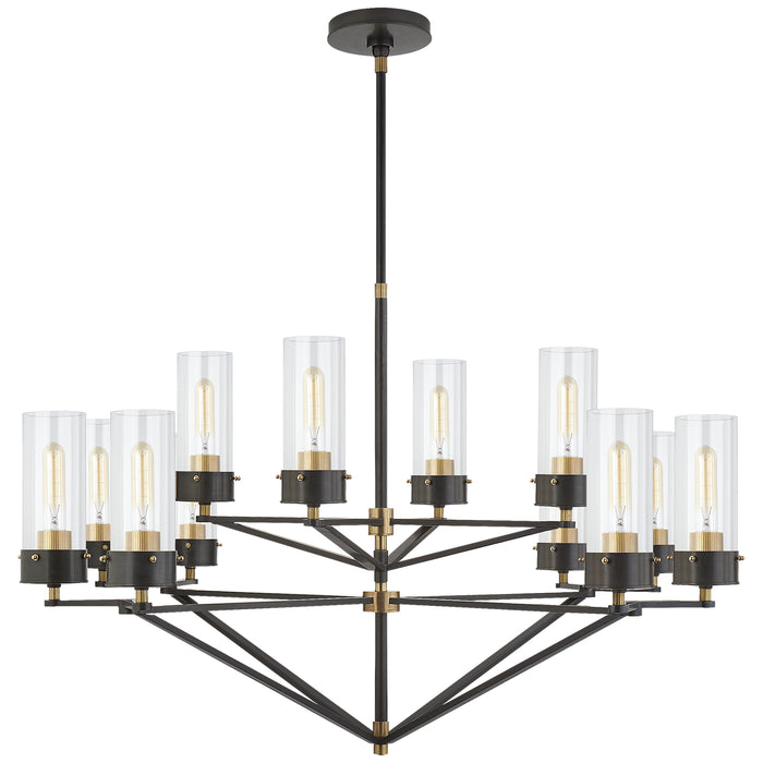 Visual Comfort Signature TOB 5303BZ/HAB-CG 12 Light Chandelier, Bronze and Hand-Rubbed Antique Brass