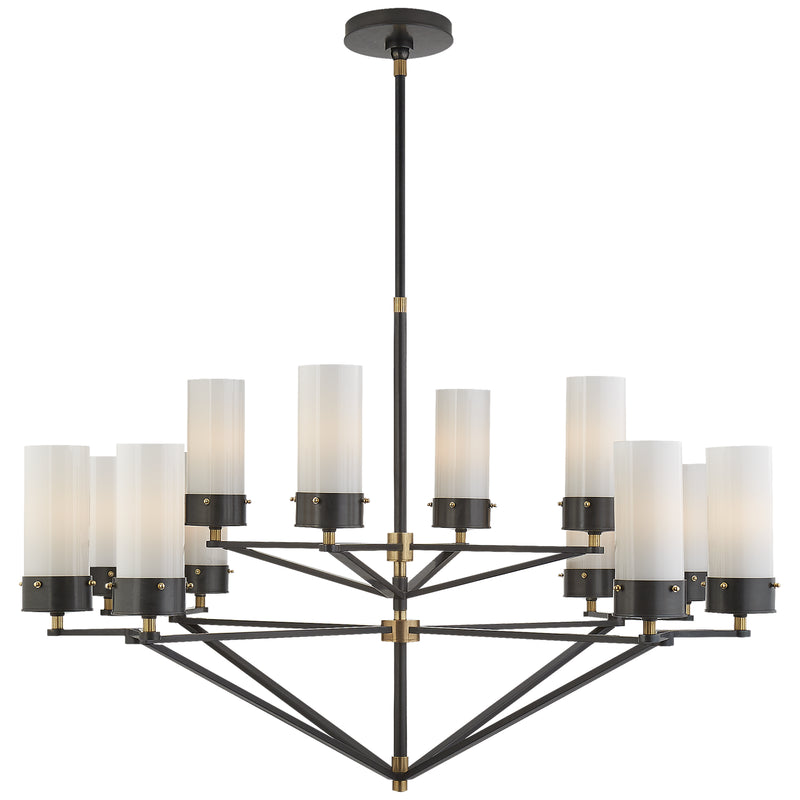 Visual Comfort Signature TOB 5303BZ/HAB-WG 12 Light Chandelier, Bronze And Hand-Rubbed Antique Brass