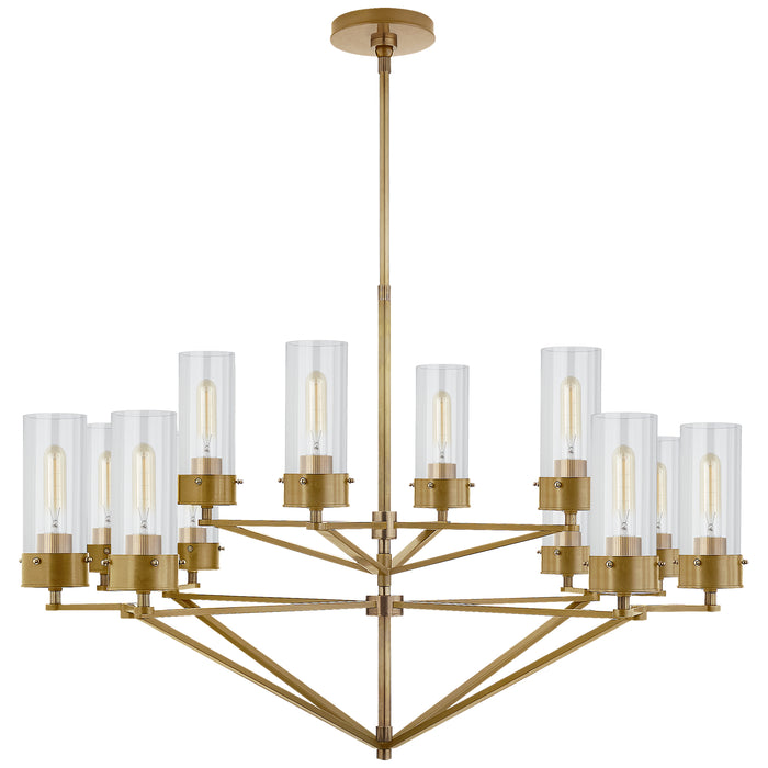 Visual Comfort Signature TOB 5303HAB-CG 12 Light Chandelier, Hand-Rubbed Antique Brass