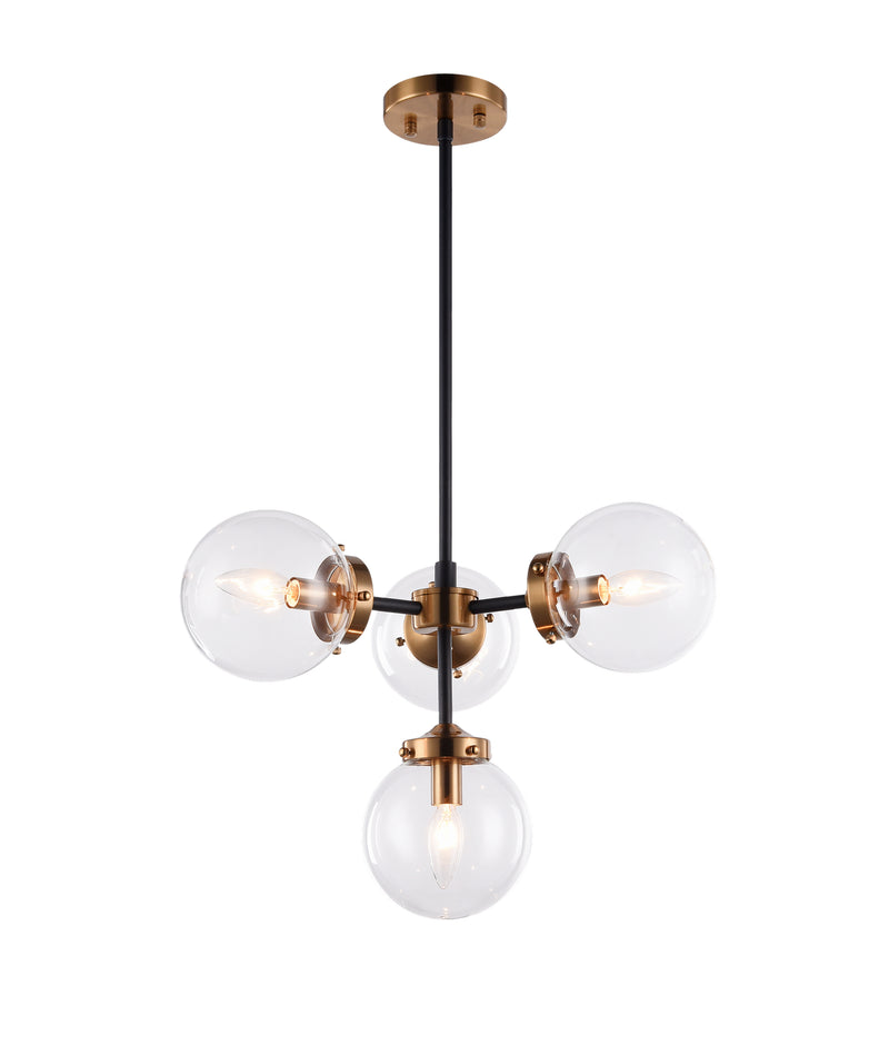 Matteo Lighting C72304AGCL Four Light Pendant, Aged Gold Brass
