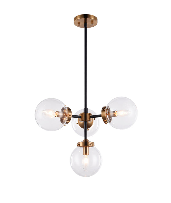 Matteo Lighting C72304AGCL Four Light Pendant, Aged Gold Brass