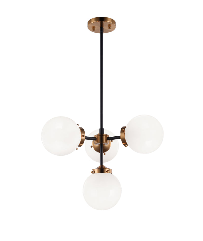 Matteo Lighting C72304AGOP Four Light Pendant, Aged Gold Brass