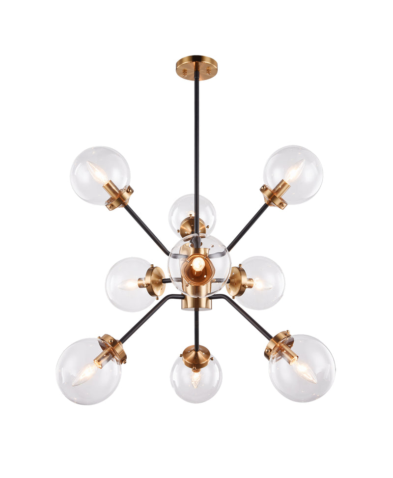 Matteo Lighting C72309AGCL Nine Light Chandelier, Aged Gold Brass