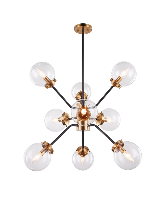 Matteo Lighting C72309AGCL Nine Light Chandelier, Aged Gold Brass