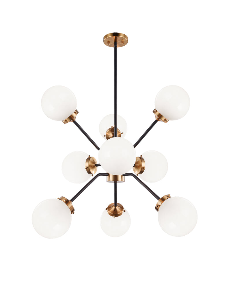 Matteo Lighting C72309AGOP Nine Light Chandelier, Aged Gold Brass