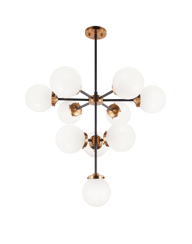 Matteo Lighting C72310AGOP Ten Light Chandelier, Aged Gold Brass
