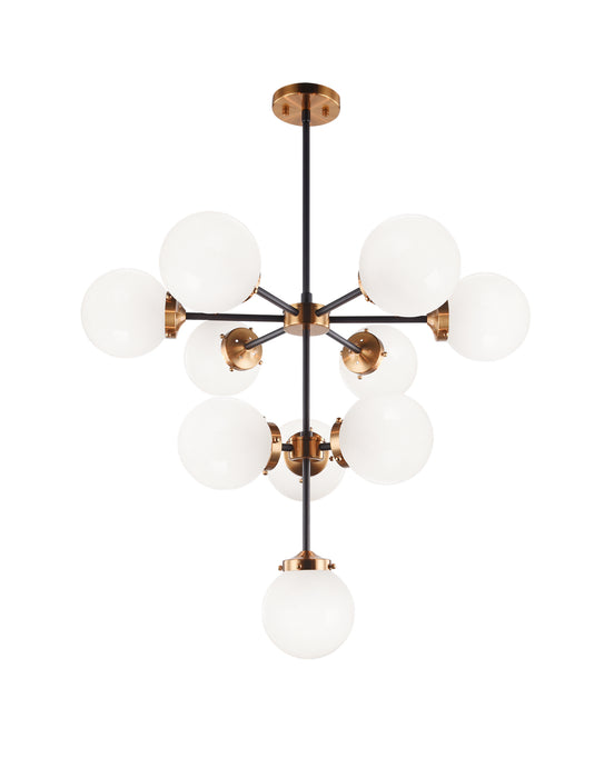 Matteo Lighting C72310AGOP Ten Light Chandelier, Aged Gold Brass