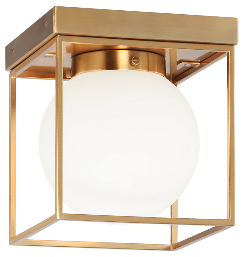 Matteo Lighting X03801AG One Light Flush Mount, Aged Gold Brass