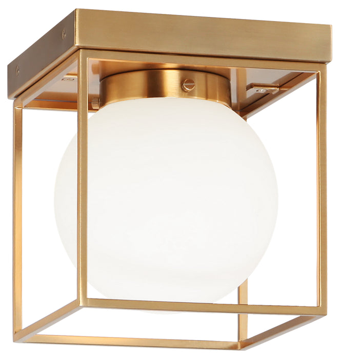 Matteo Lighting X03801AG One Light Flush Mount, Aged Gold Brass