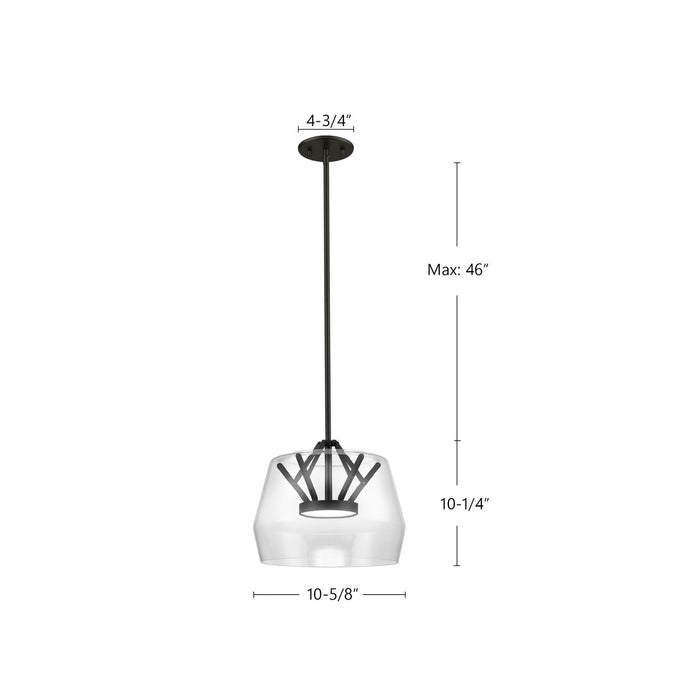 Kuzco Lighting PD61412-CL/BK LED Pendant, Clear/Black