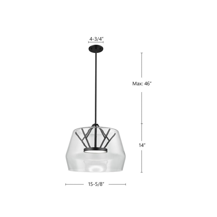 Kuzco Lighting PD61418-CL/BK LED Pendant, Clear/Black